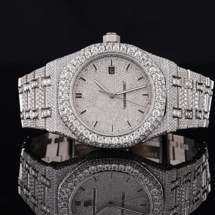 Moissanite 26.00 CT Round Cut Diamond Brutalist Watch