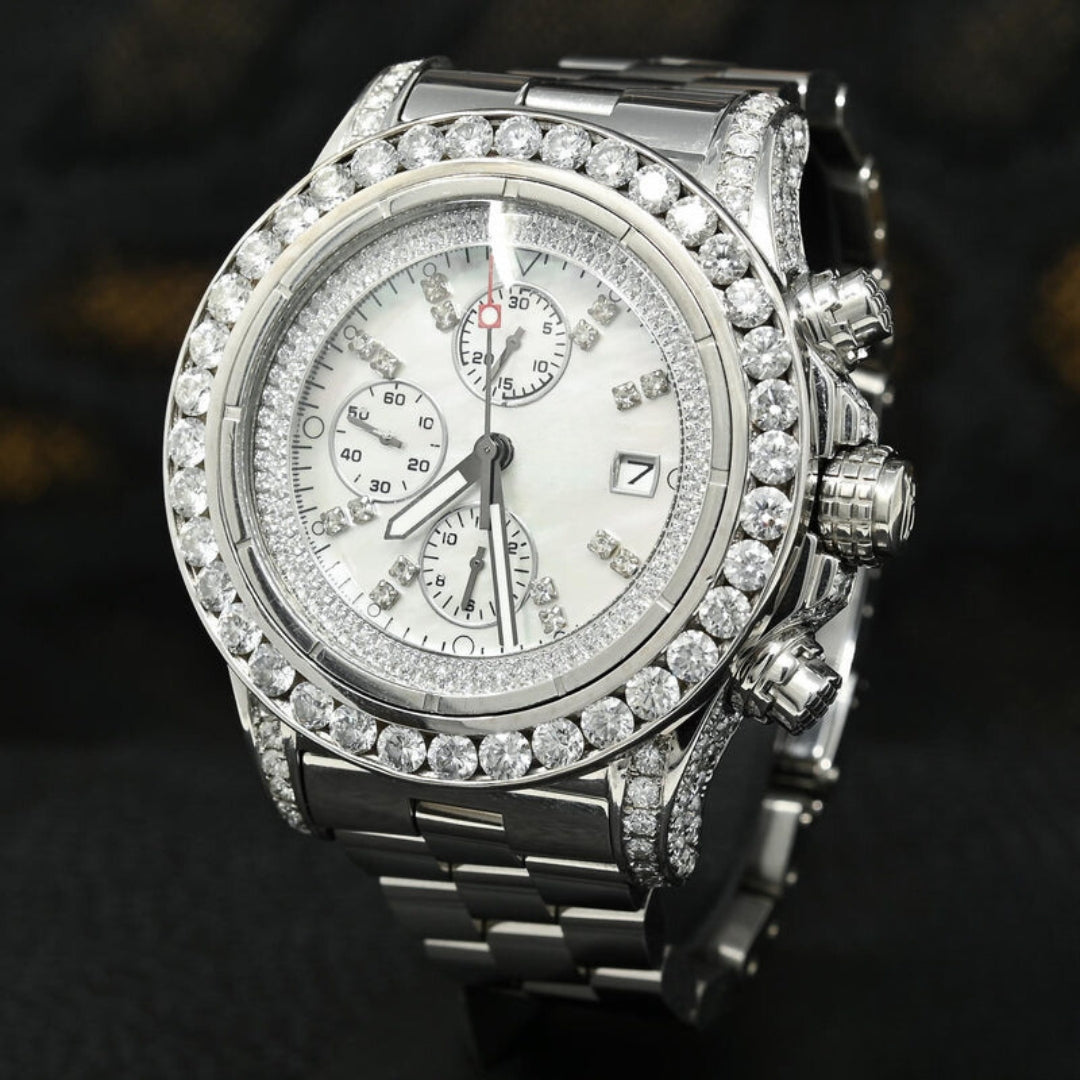 Moissanite 34.14 CT Round Cut Diamond Brutalist Watch