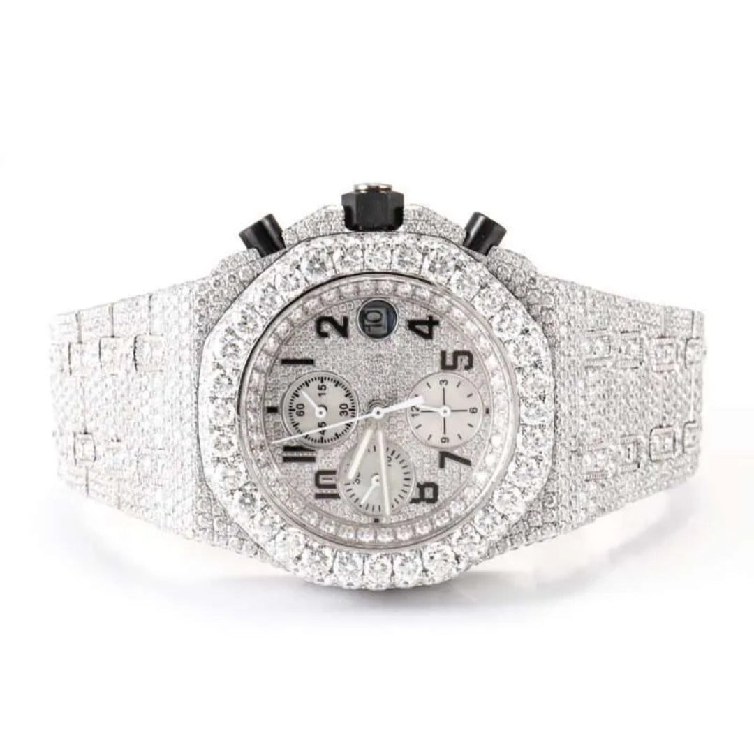 Moissanite 60.58 CT Round Cut Diamond Victorian Watch