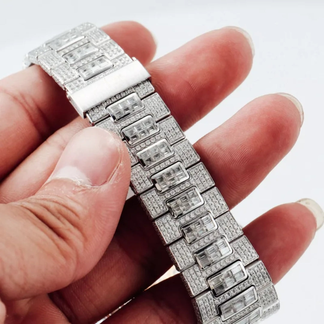 Moissanite 69.92 CT Round Cut Diamond Brutalist Watch