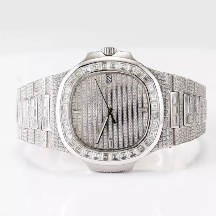 Moissanite 69.92 CT Round Cut Diamond Brutalist Watch