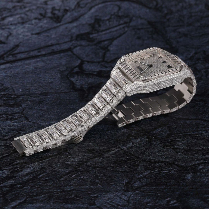 Moissanite 43.37 CT Baguette Cut Diamond Brutalist Watch