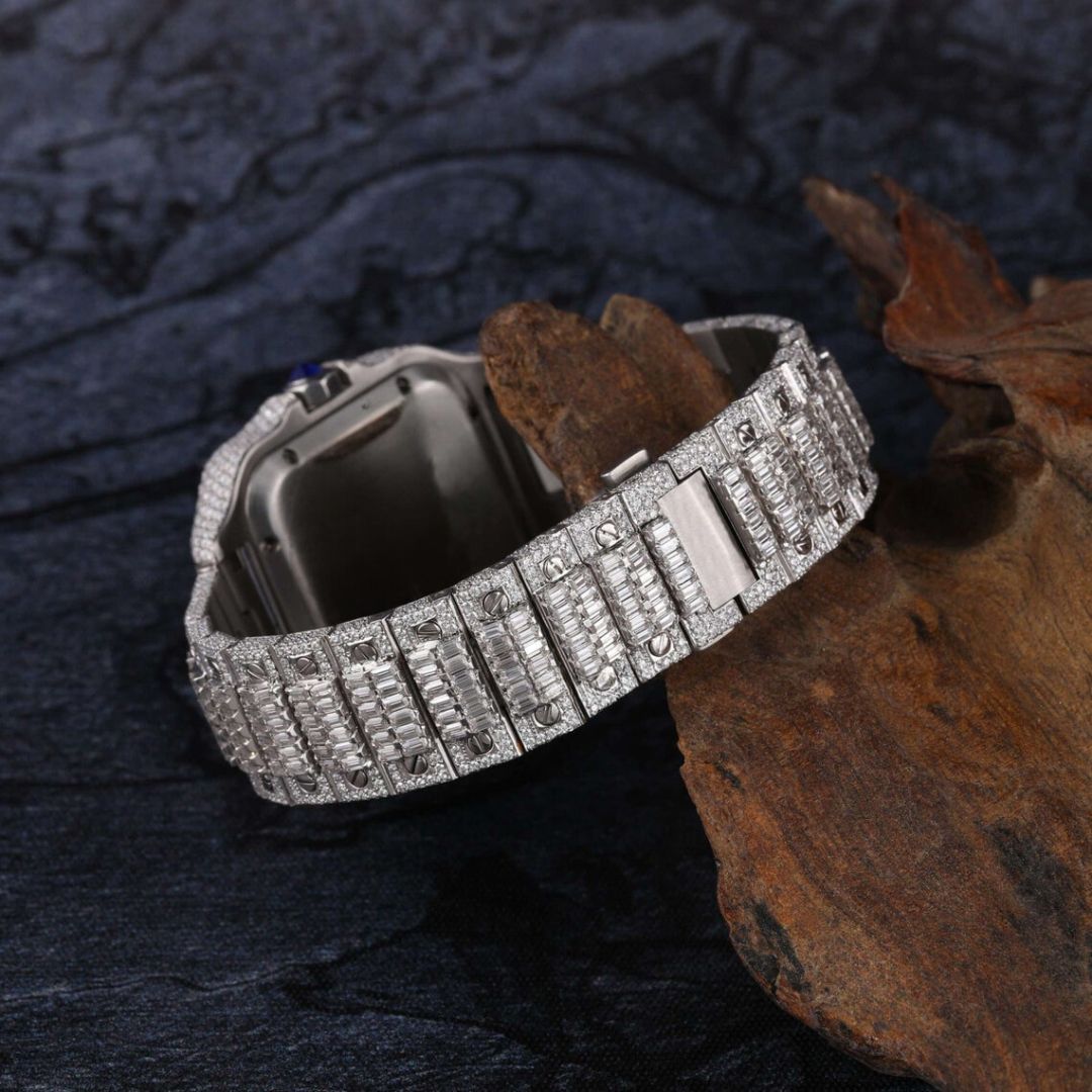 Moissanite 43.37 CT Baguette Cut Diamond Brutalist Watch