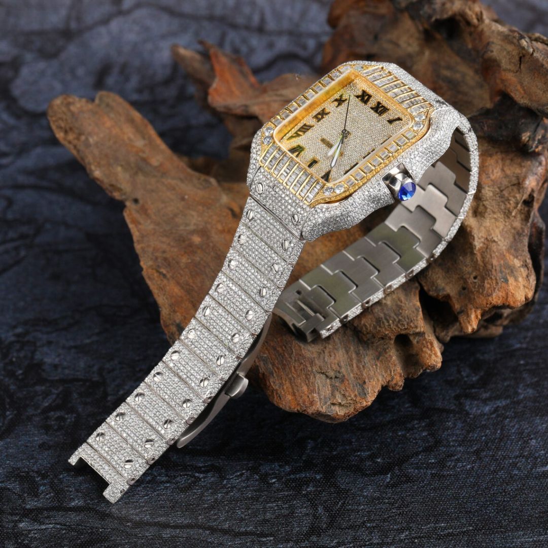 Moissanite 39.13 CT Baguette Cut Diamond Art Deco Watch