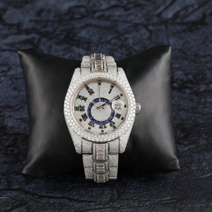 Moissanite 43.28 CT Baguette Cut Diamond Avant Garde Watch