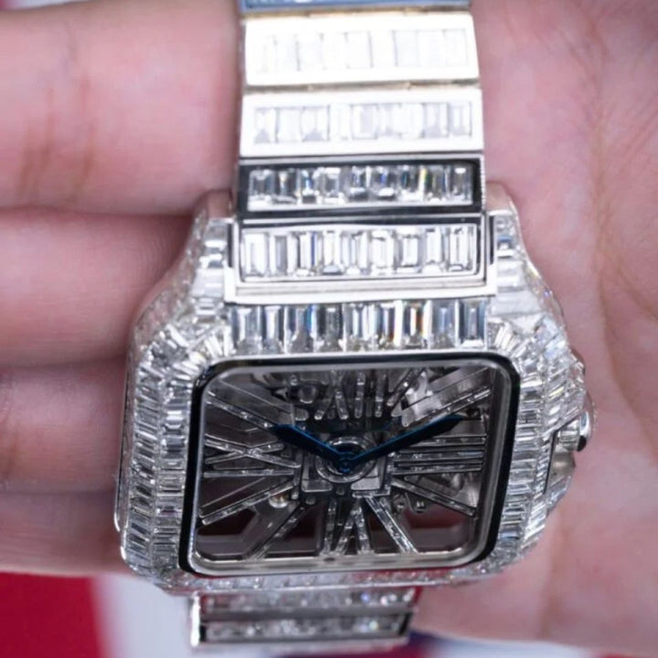 Moissanite  40.17 CT Baguette Cut Diamond Art Deco Watch