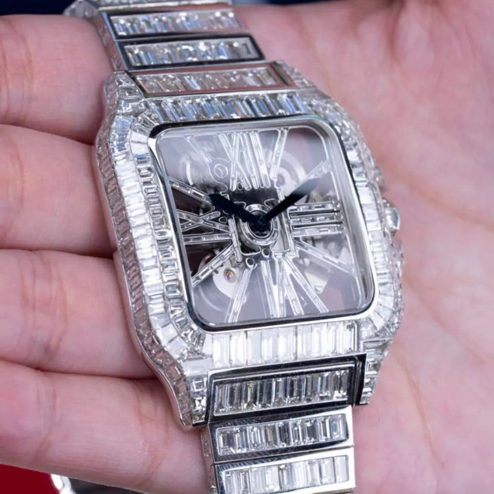 Moissanite  40.17 CT Baguette Cut Diamond Art Deco Watch