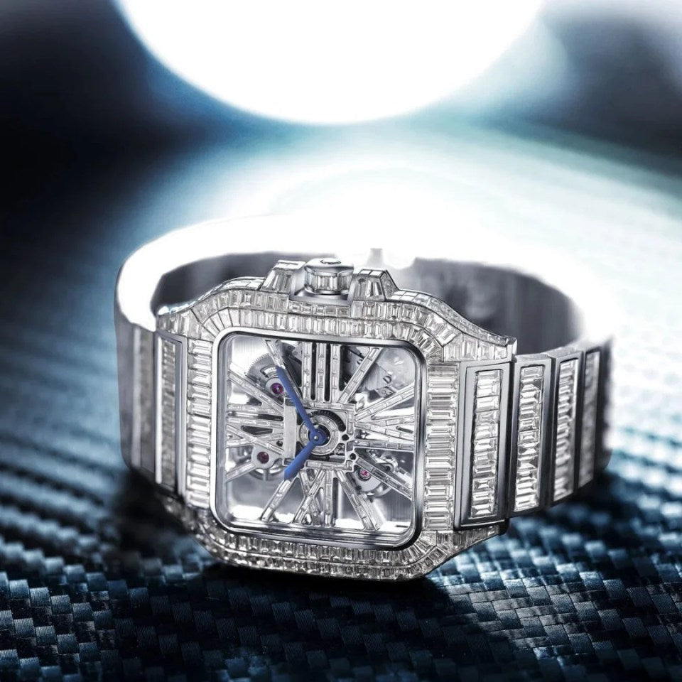 Moissanite  40.17 CT Baguette Cut Diamond Art Deco Watch