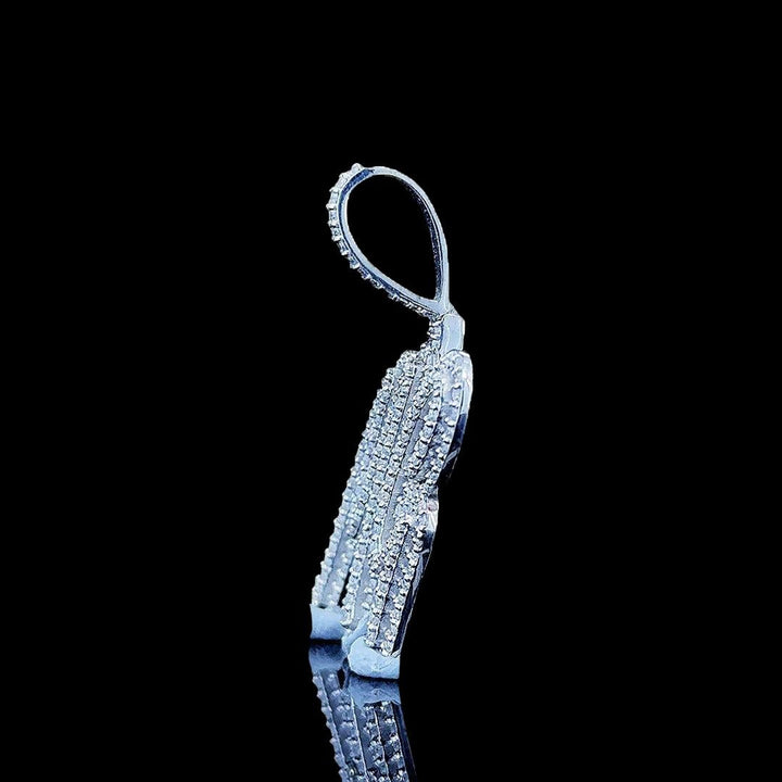 MG Iced Script Moissanite Pendant in 925 Sterling Silver Left Side View