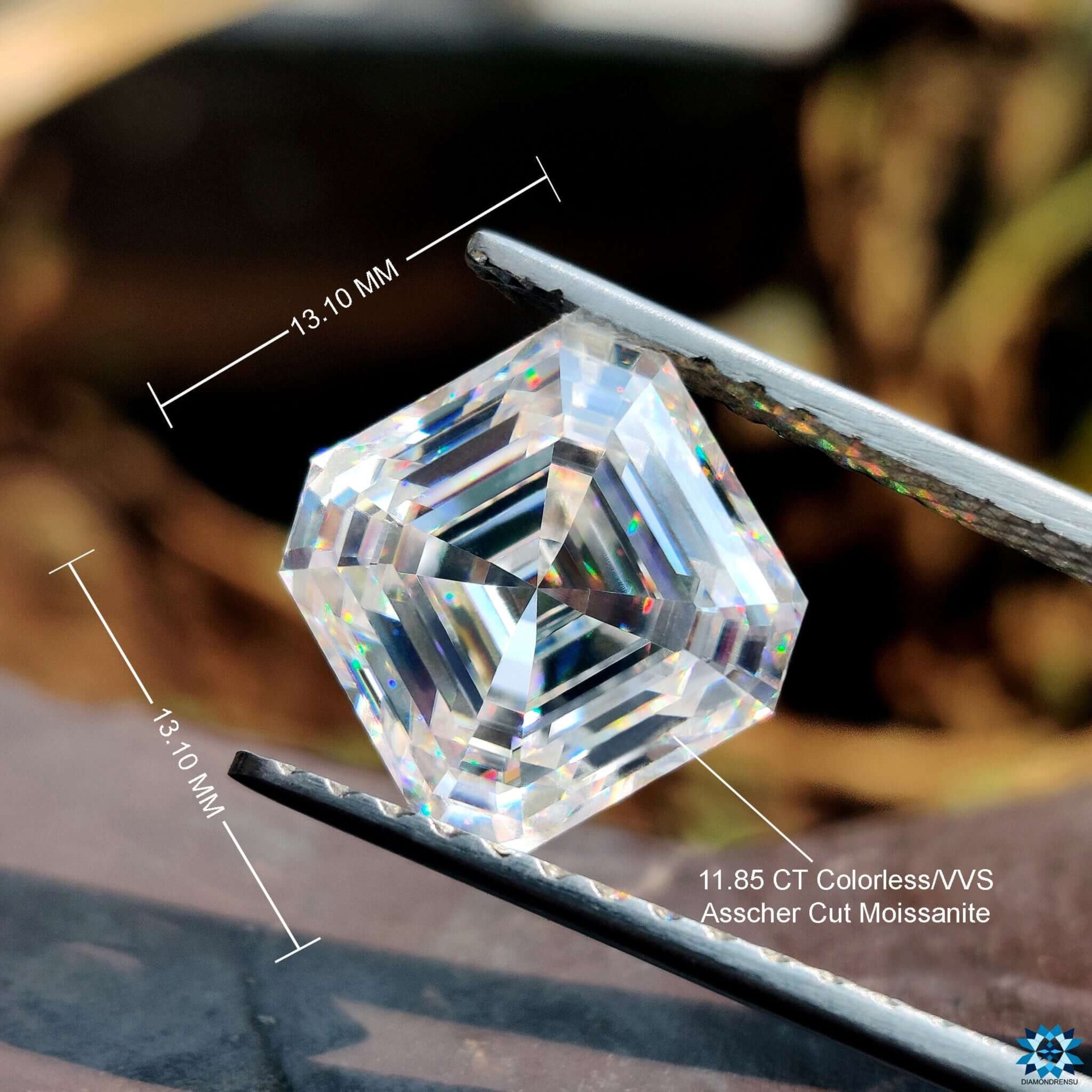 Moissanite 2.88 CT Asscher Loose Diamond