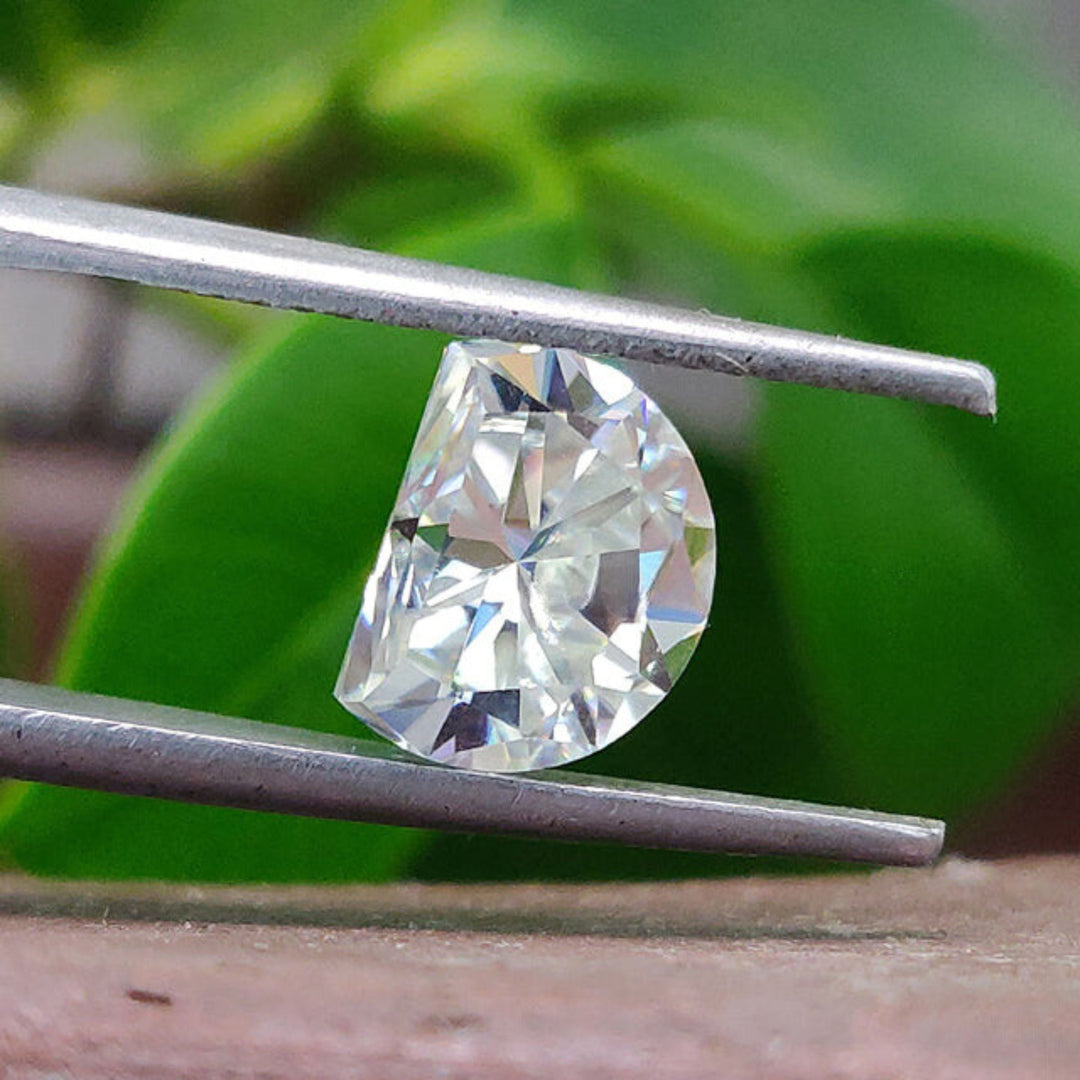 Moissanite 3.85 CT Half Moon Loose Diamond