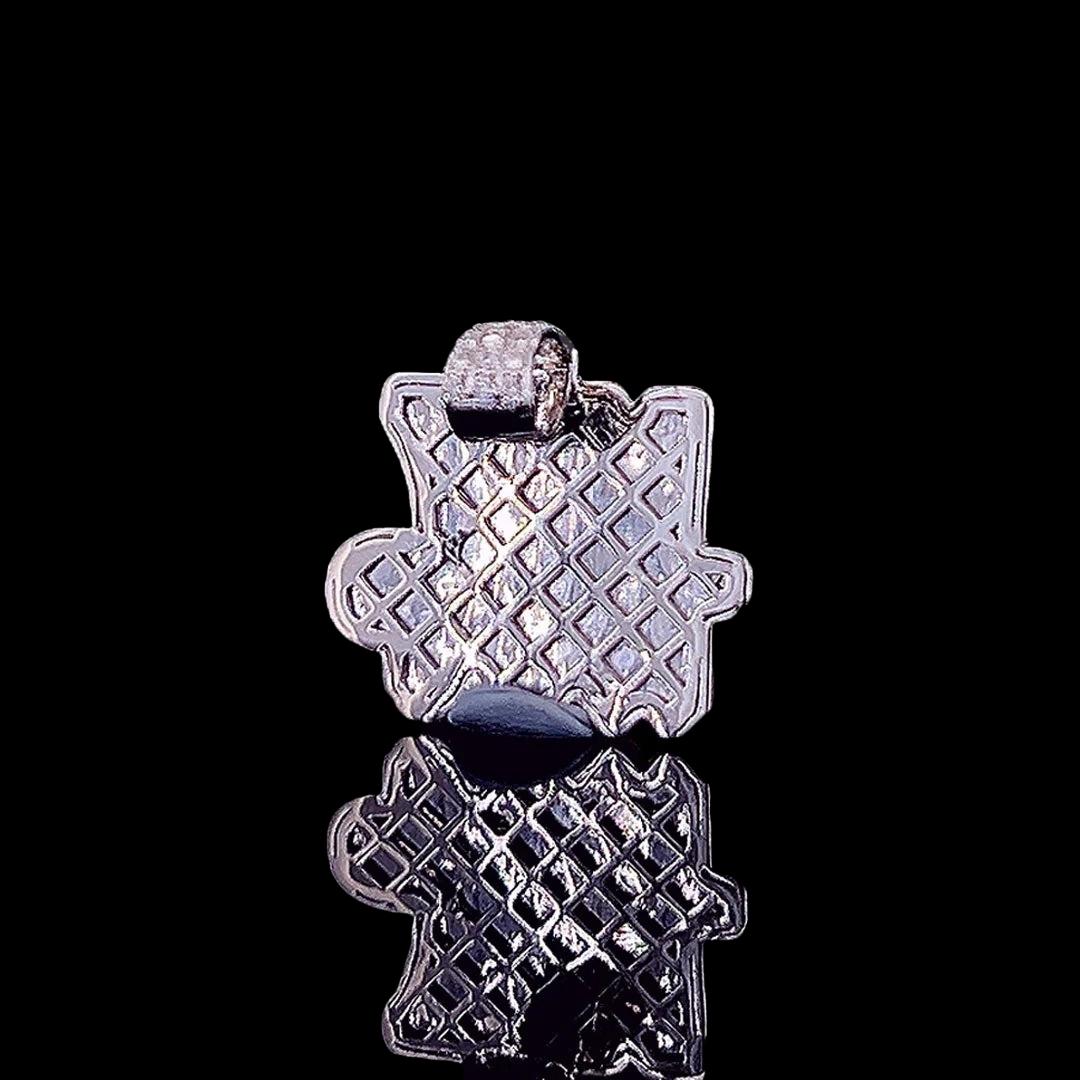 MS7 Trap Star Moissanite Medallion Pendant in 925 Sterling Silver Back Side View