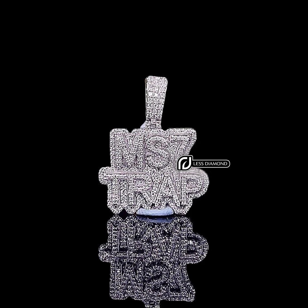 MS7 Trap Star Moissanite Medallion Pendant in 925 Sterling Silver Front View