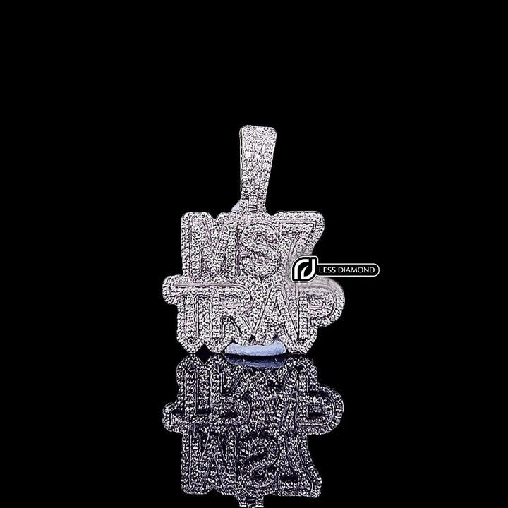 MS7 Trap Star Moissanite Medallion Pendant in 925 Sterling Silver Front View