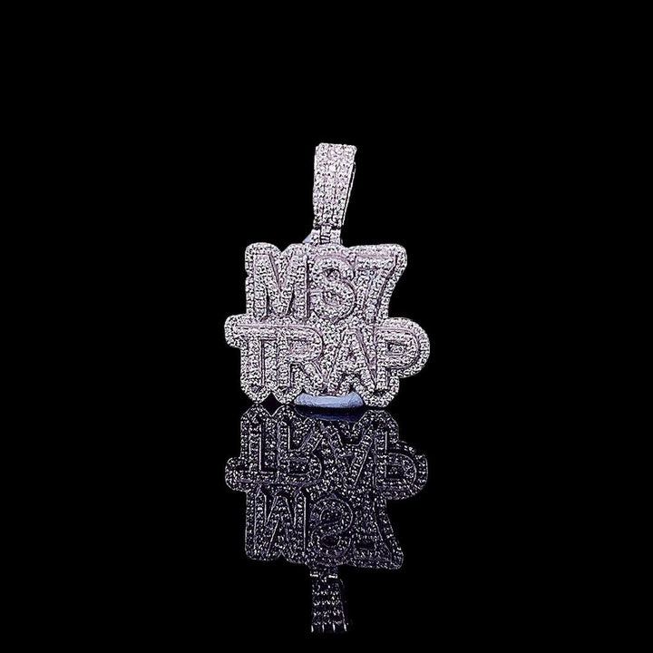 MS7 Trap Star Moissanite Medallion Pendant in 925 Sterling Silver Left Profile View