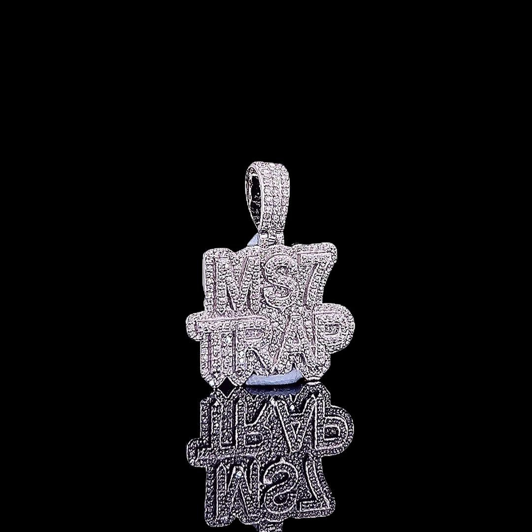 MS7 Trap Star Moissanite Medallion Pendant in 925 Sterling Silver Right Profile View