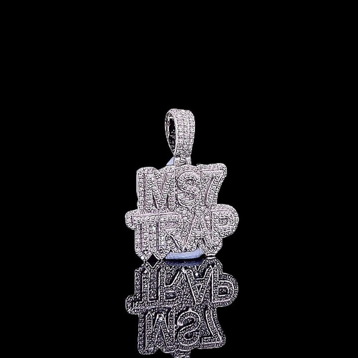 MS7 Trap Star Moissanite Medallion Pendant in 925 Sterling Silver Right Profile View