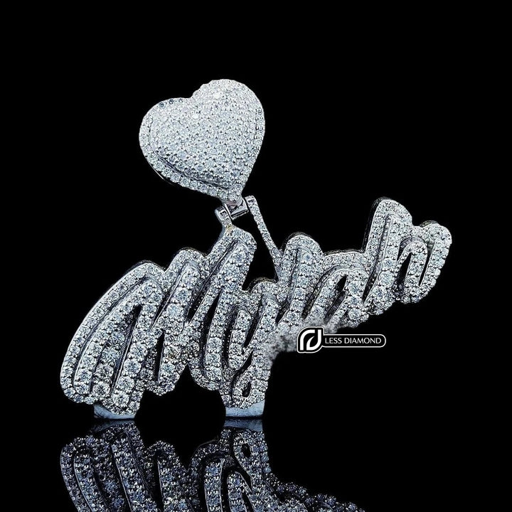 Mylah Heart Signature Moissanite Pendant in 925 Sterling Silver Front View
