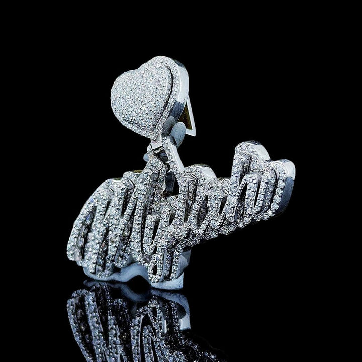 Mylah Heart Signature Moissanite Pendant in 925 Sterling Silver Left Profile View