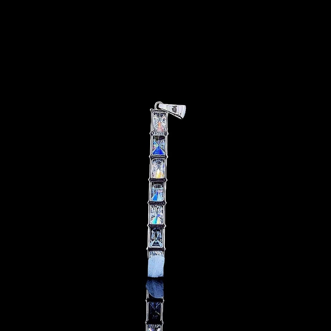Radiant Stacks Moissanite Pendant in 925 Sterling Silver Back Side View