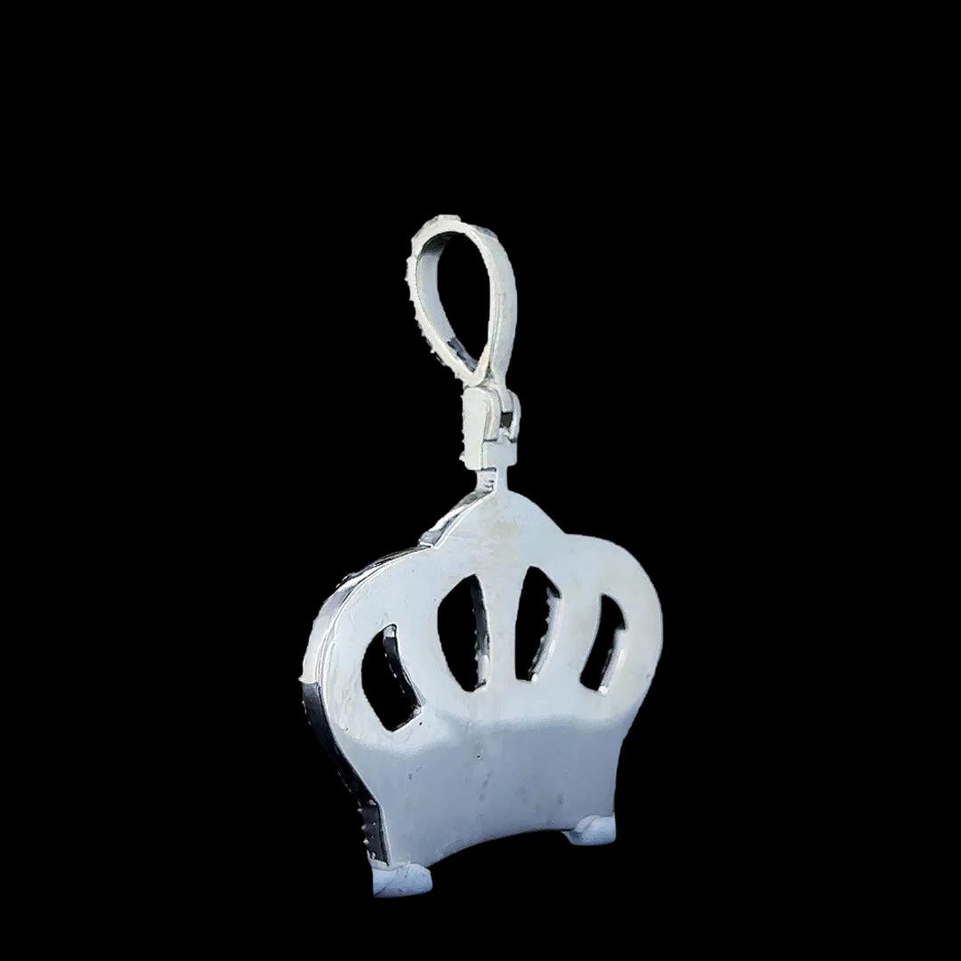 Regal Crown Moissanite Pendant in 925 Sterling Silver Back Side View