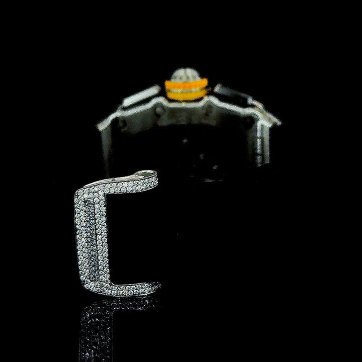 Richard Mille RM 011 Chronograph Dial Semi Iced Out Rubber Strap Moissanite Watch Strap View
