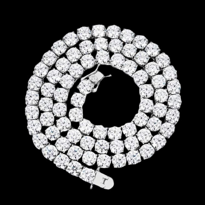 Round Moissanite Tennis Necklace in 14K White Gold Close Up Front View
