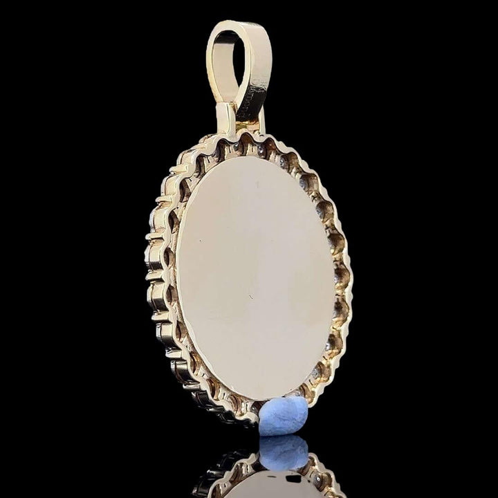Royal Halo Round Moissanite Pendant in 925 Sterling Silver Back Side View