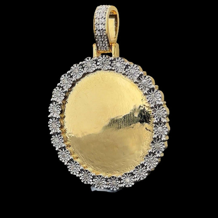 Royal Halo Round Moissanite Pendant in 925 Sterling Silver Close Up Front View