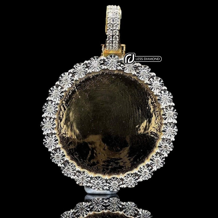 Royal Halo Round Moissanite Pendant in 925 Sterling Silver Front View