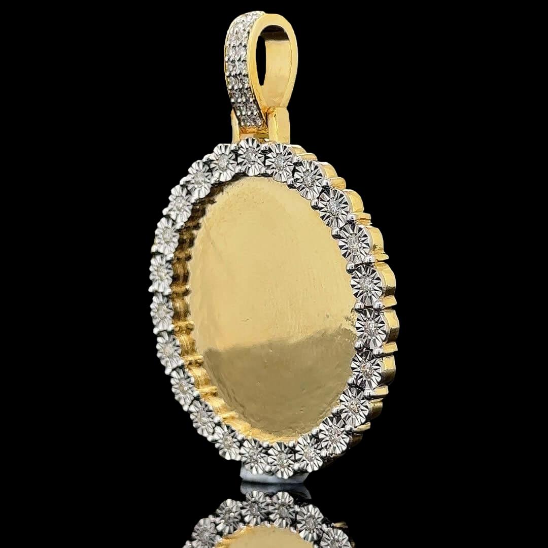 Royal Halo Round Moissanite Pendant in 925 Sterling Silver Left Profile View