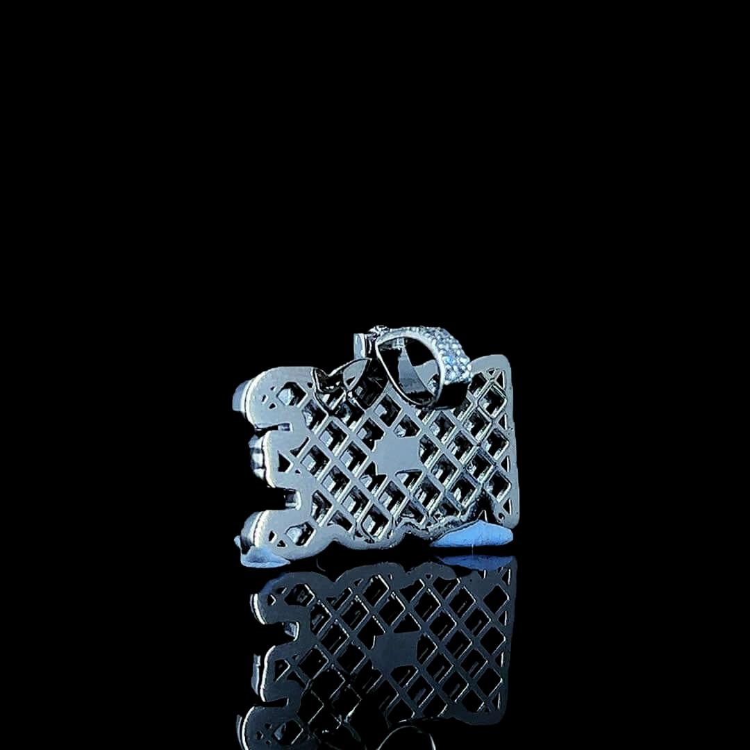 Royal Rude Moissanite Letter Pendant in 925 Sterling Silver Back Side View