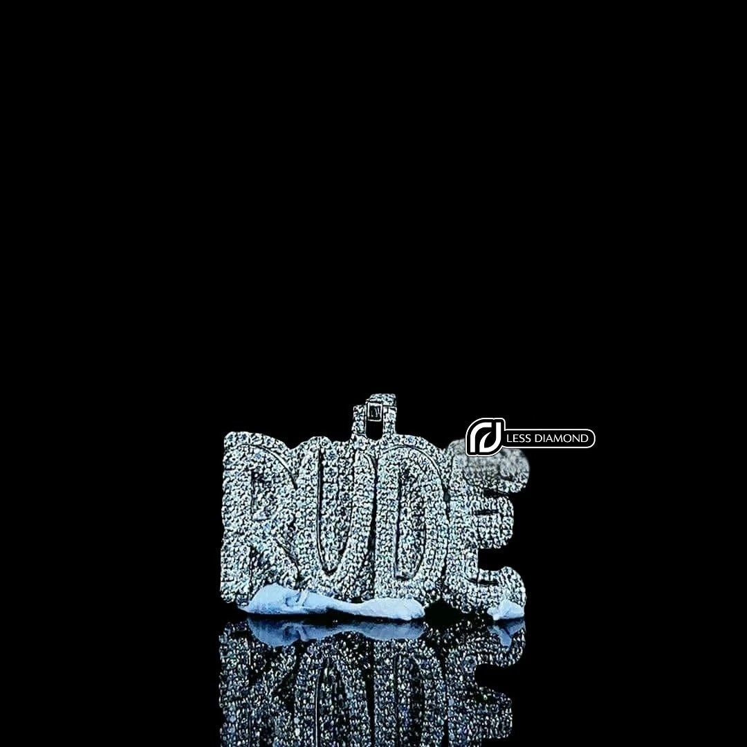 Royal Rude Moissanite Letter Pendant in 925 Sterling Silver Front View