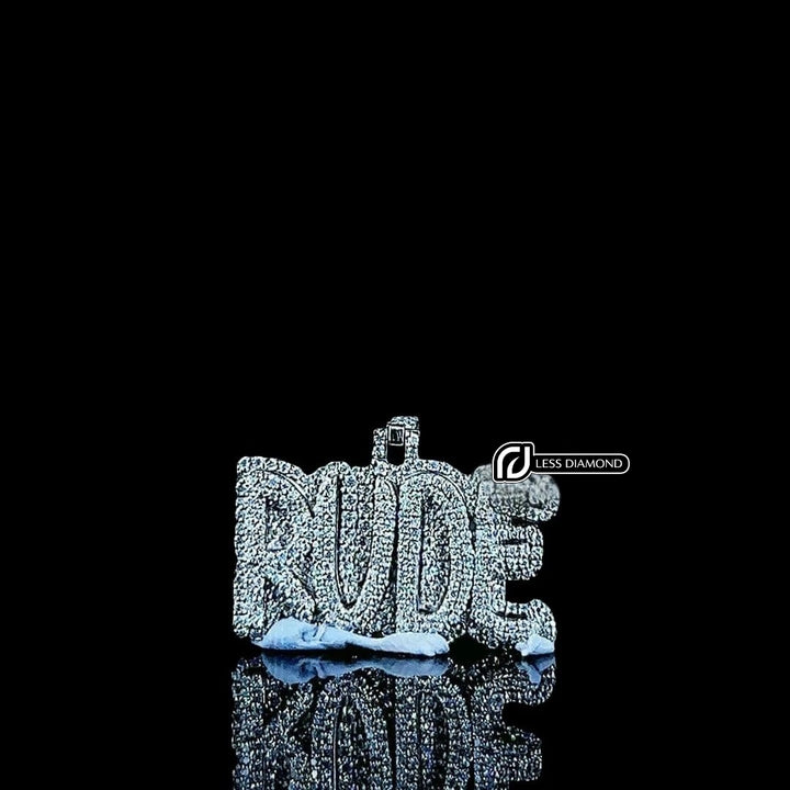Royal Rude Moissanite Letter Pendant in 925 Sterling Silver Front View