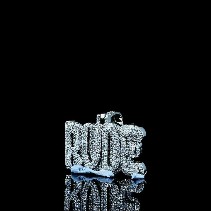Royal Rude Moissanite Letter Pendant in 925 Sterling Silver Left Profile View