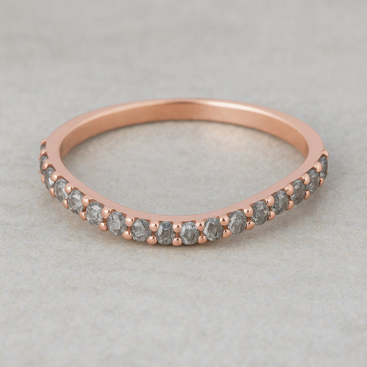 Curved Rose Gold Salt and Pepper Diamond Band