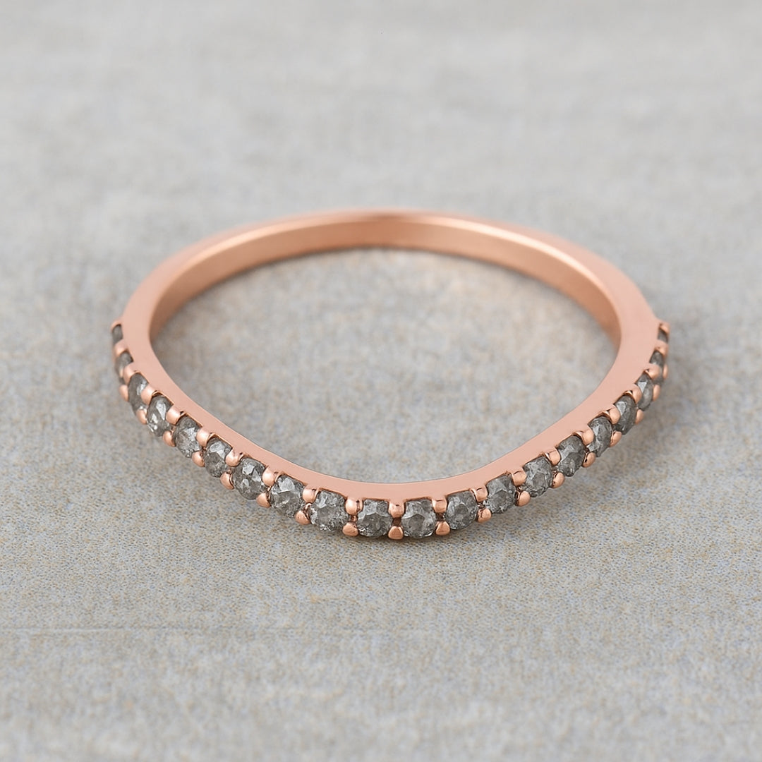 Curved Rose Gold Salt and Pepper Diamond Band