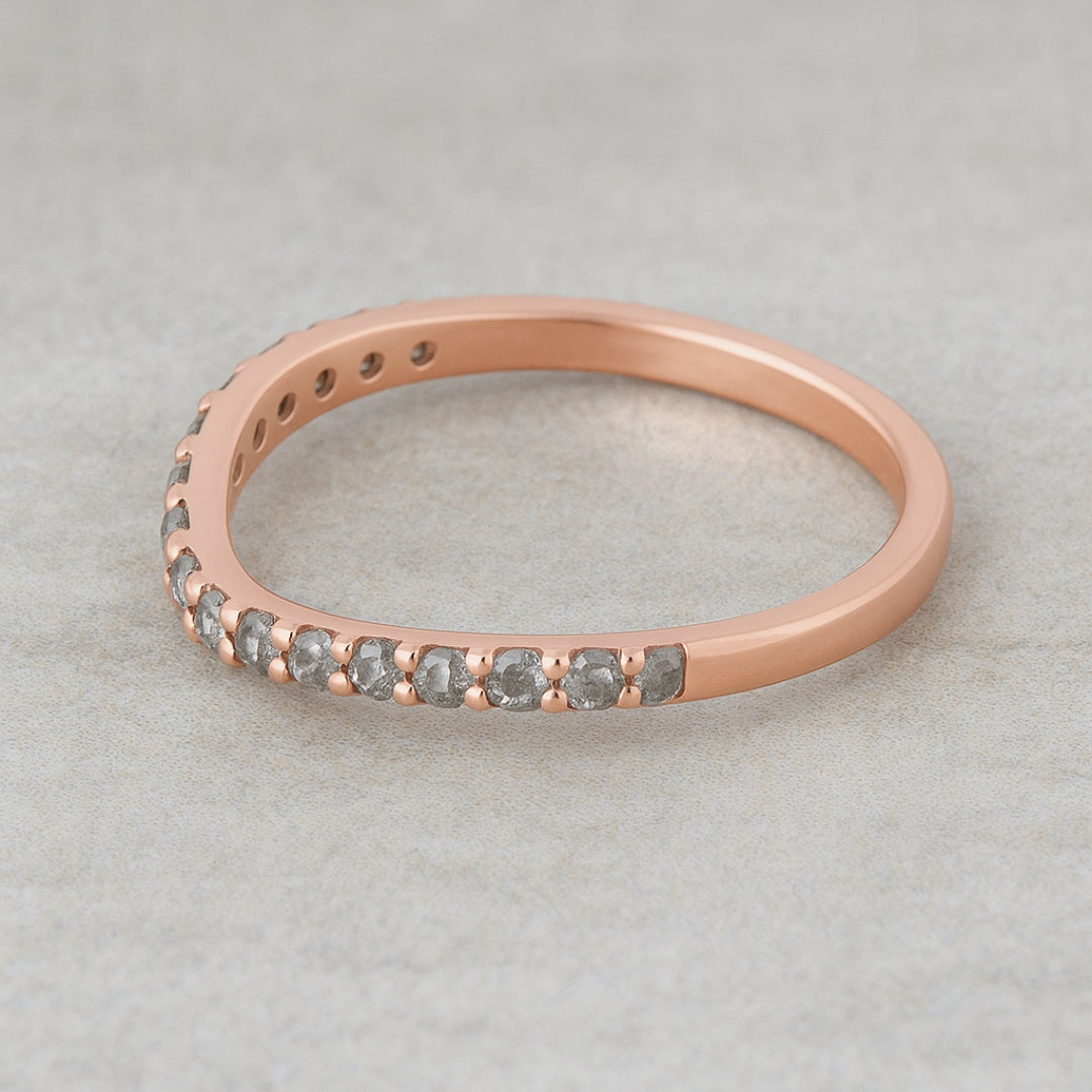 Curved Rose Gold Salt and Pepper Diamond Band