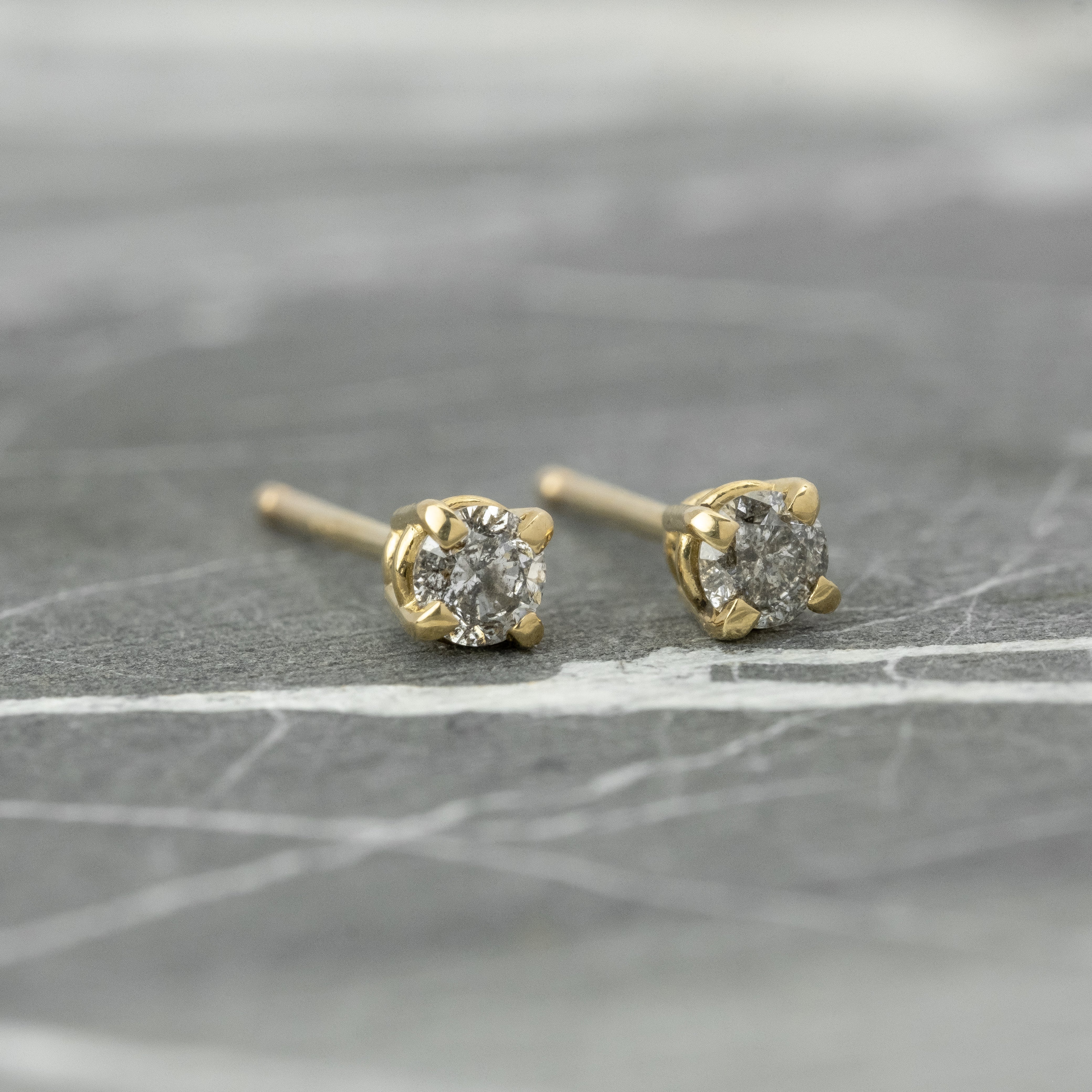 Natural Salt And Pepper 1.20 CT Round Diamond Stud Earring