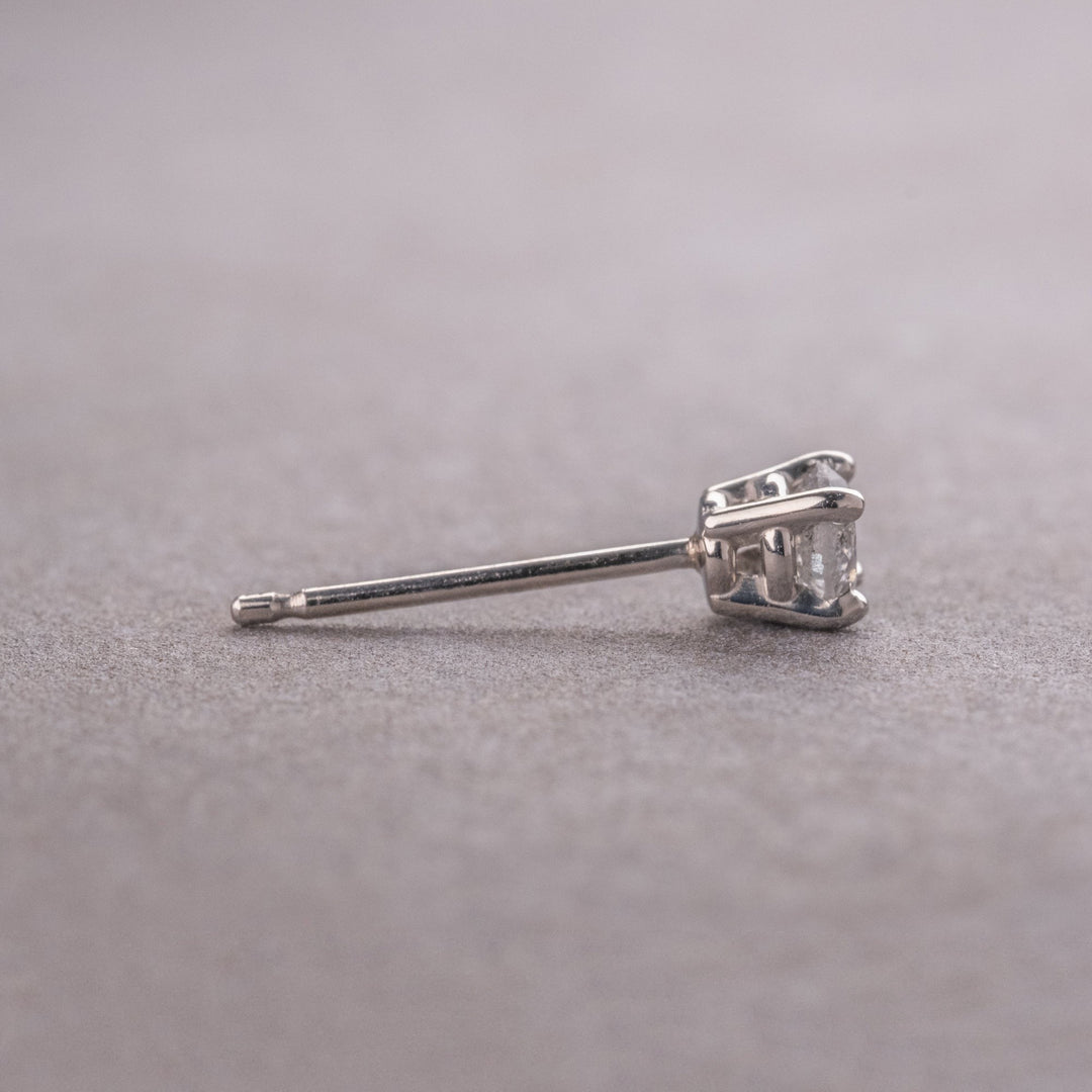 Natural Salt And Pepper 1.20 CT Round Diamond Stud Earring