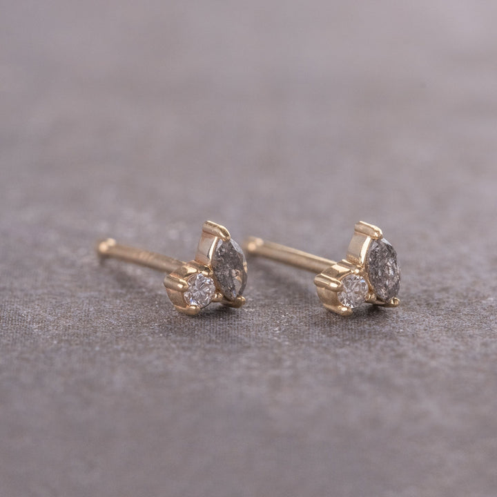 Natural Salt And Pepper 0.50 CT Marquise Diamond Stud Earring