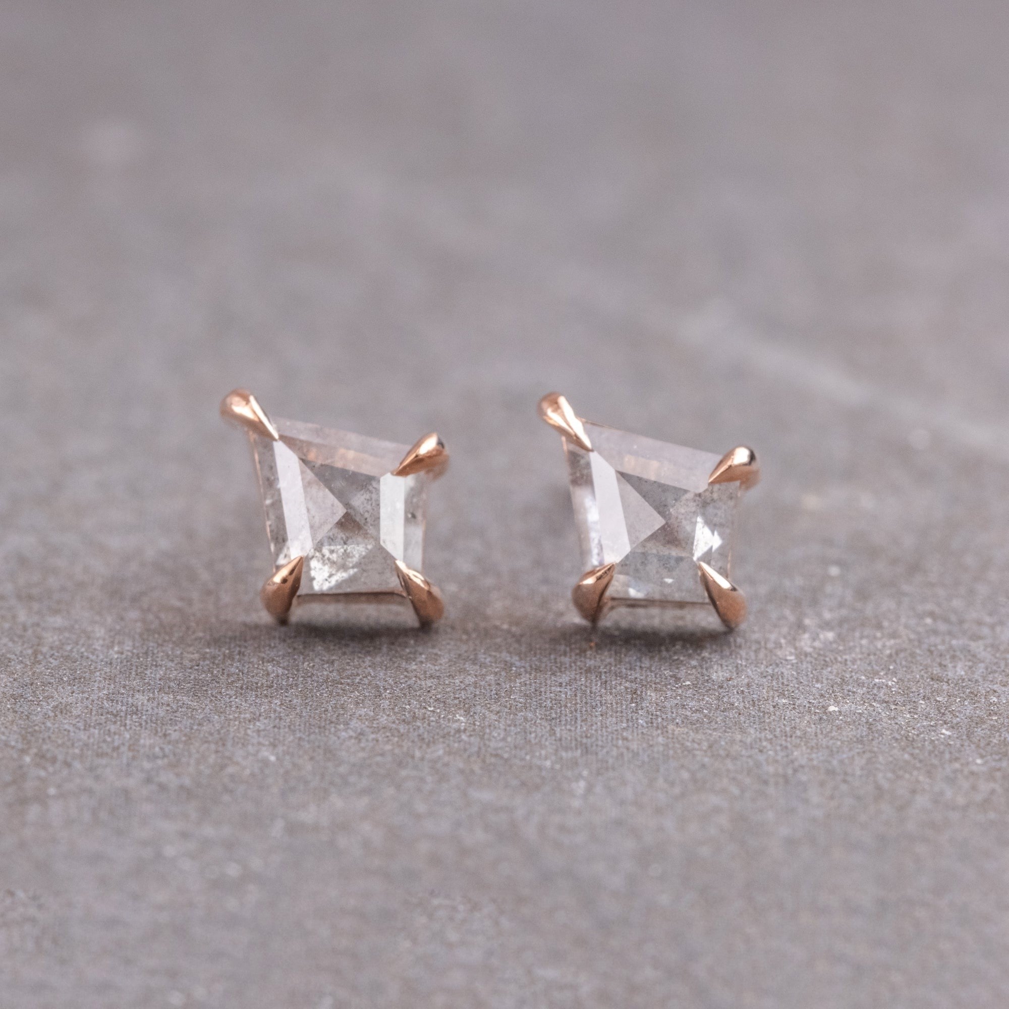 Natural Salt And Pepper 0.50 CT Kite Diamond Stud Earring