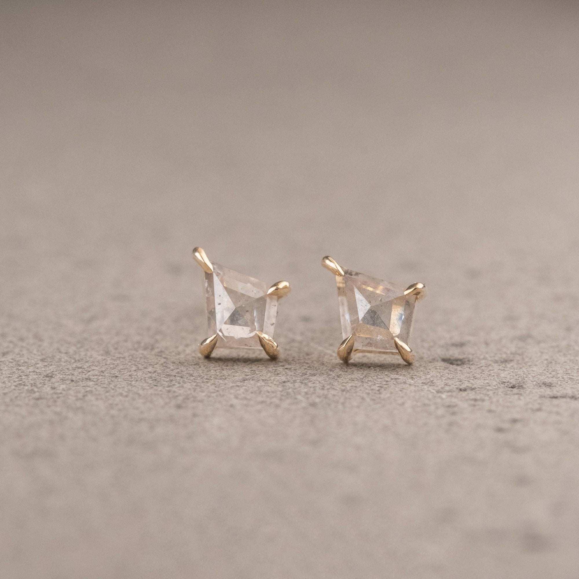 Natural Salt And Pepper 0.50 CT Kite Diamond Stud Earring