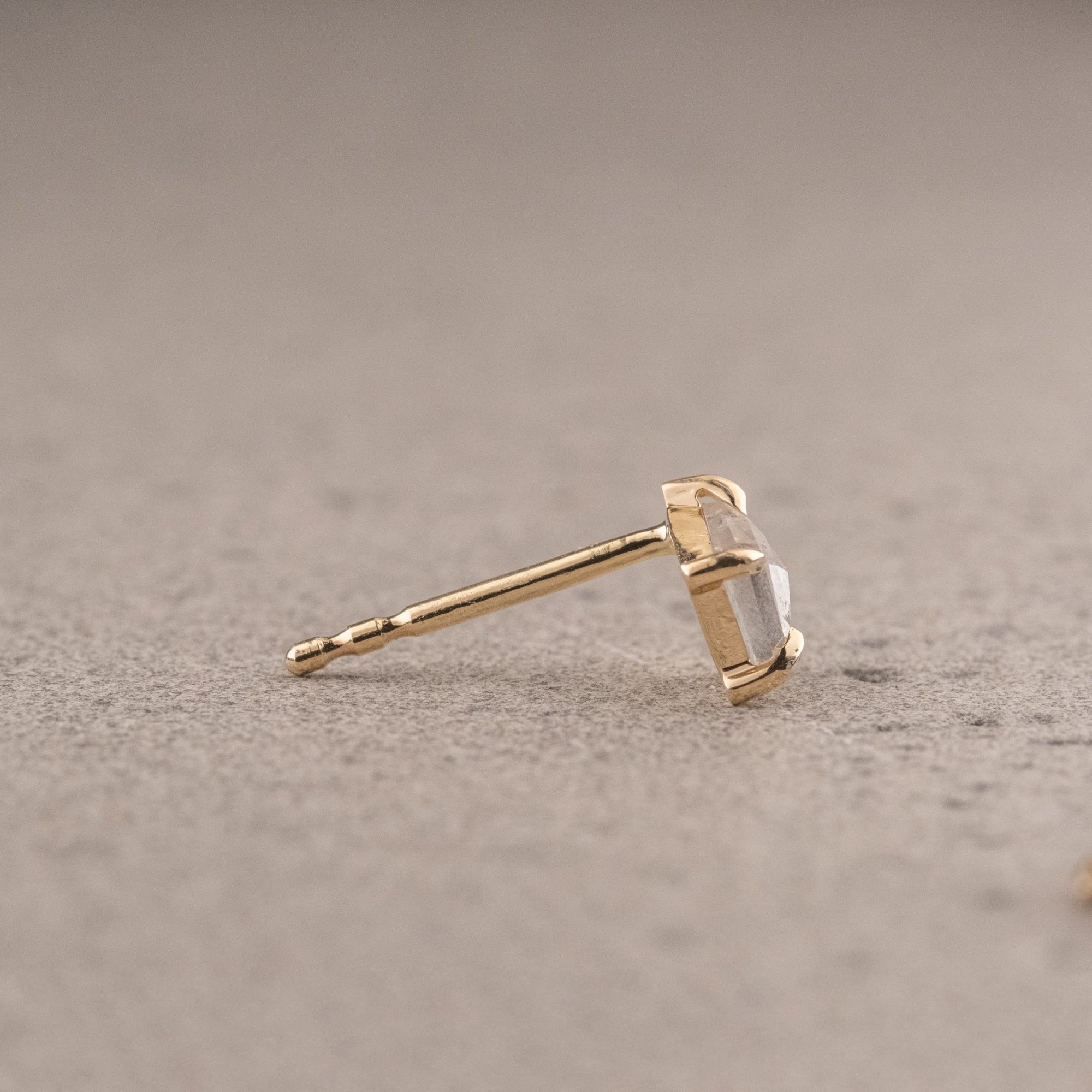 Natural Salt And Pepper 0.50 CT Kite Diamond Stud Earring