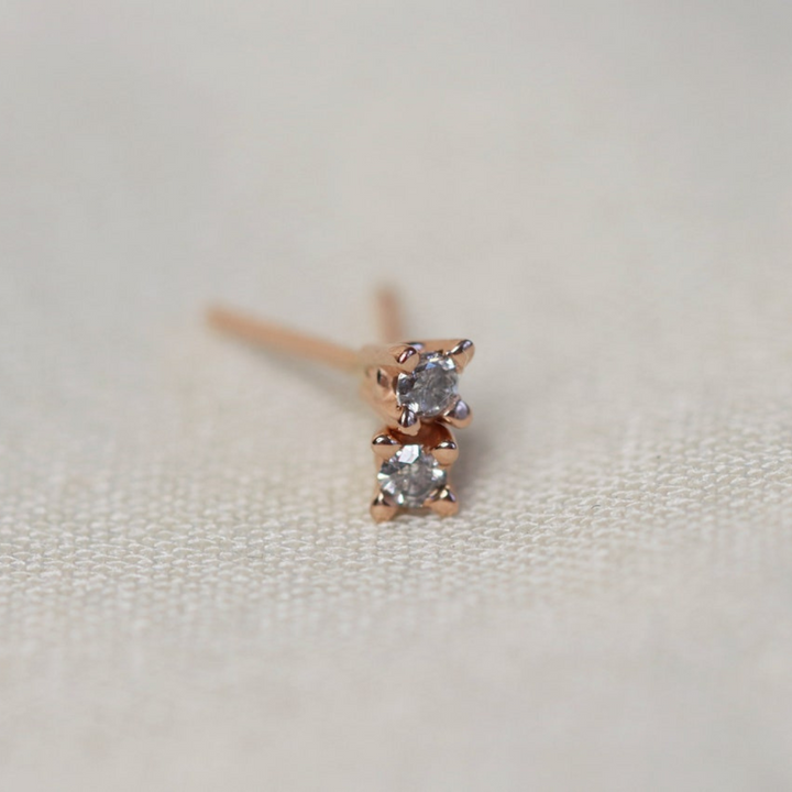 Natural Salt And Pepper 1.00 CT Round Diamond Stud Earring