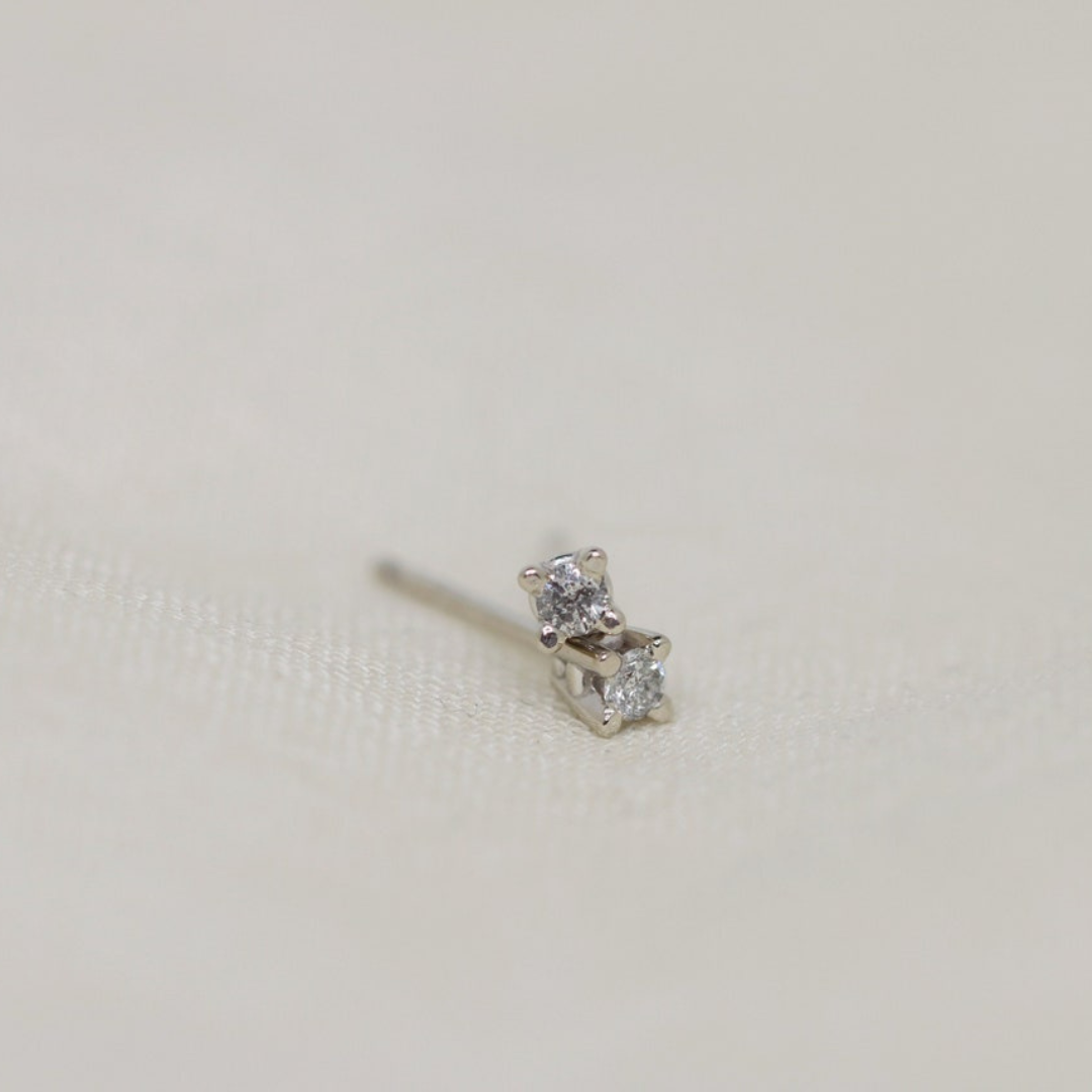 Natural Salt And Pepper 1.00 CT Round Diamond Stud Earring