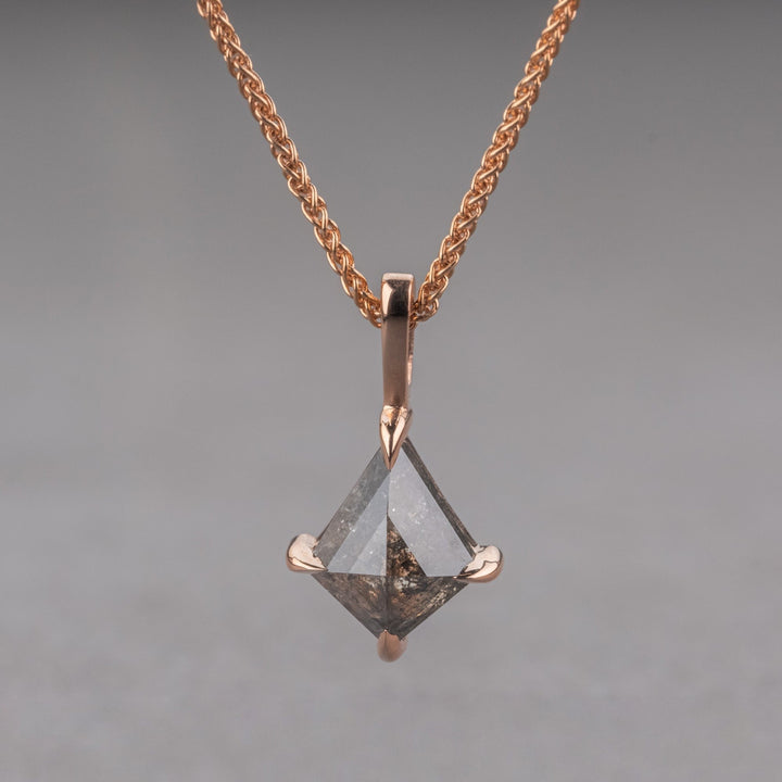 Natural Salt And Pepper 1.10 CT Kite Diamond Necklace