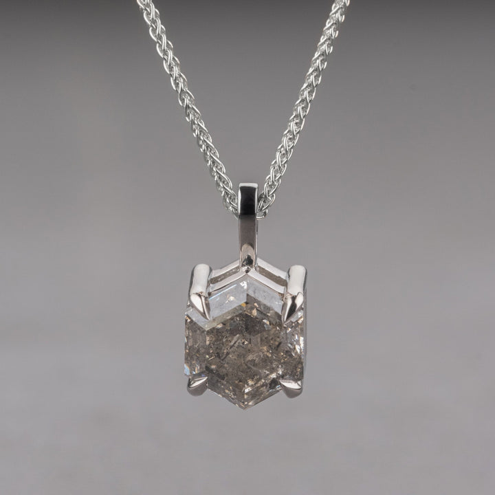 Natural Salt And Pepper 2.30 CT Hexagon Diamond Necklace
