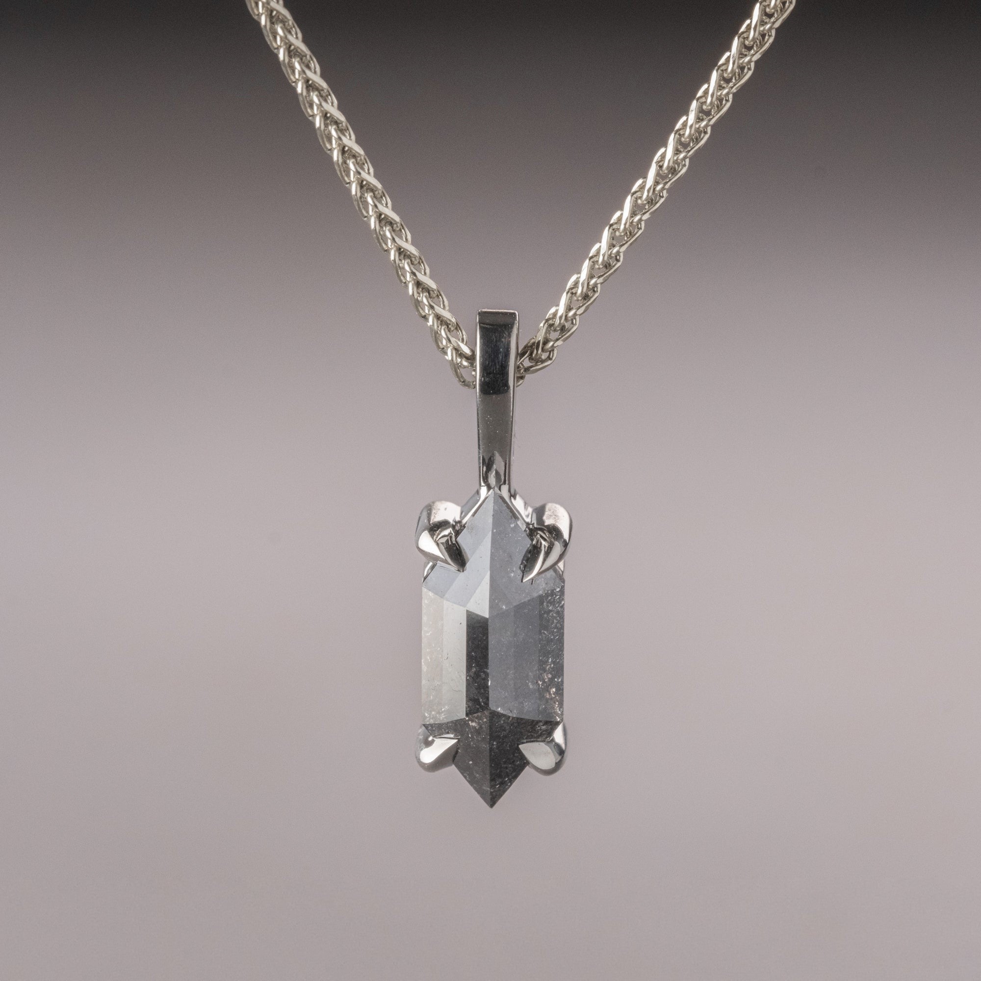 Natural Salt And Pepper 1.47 CT Hexagon Diamond Necklace