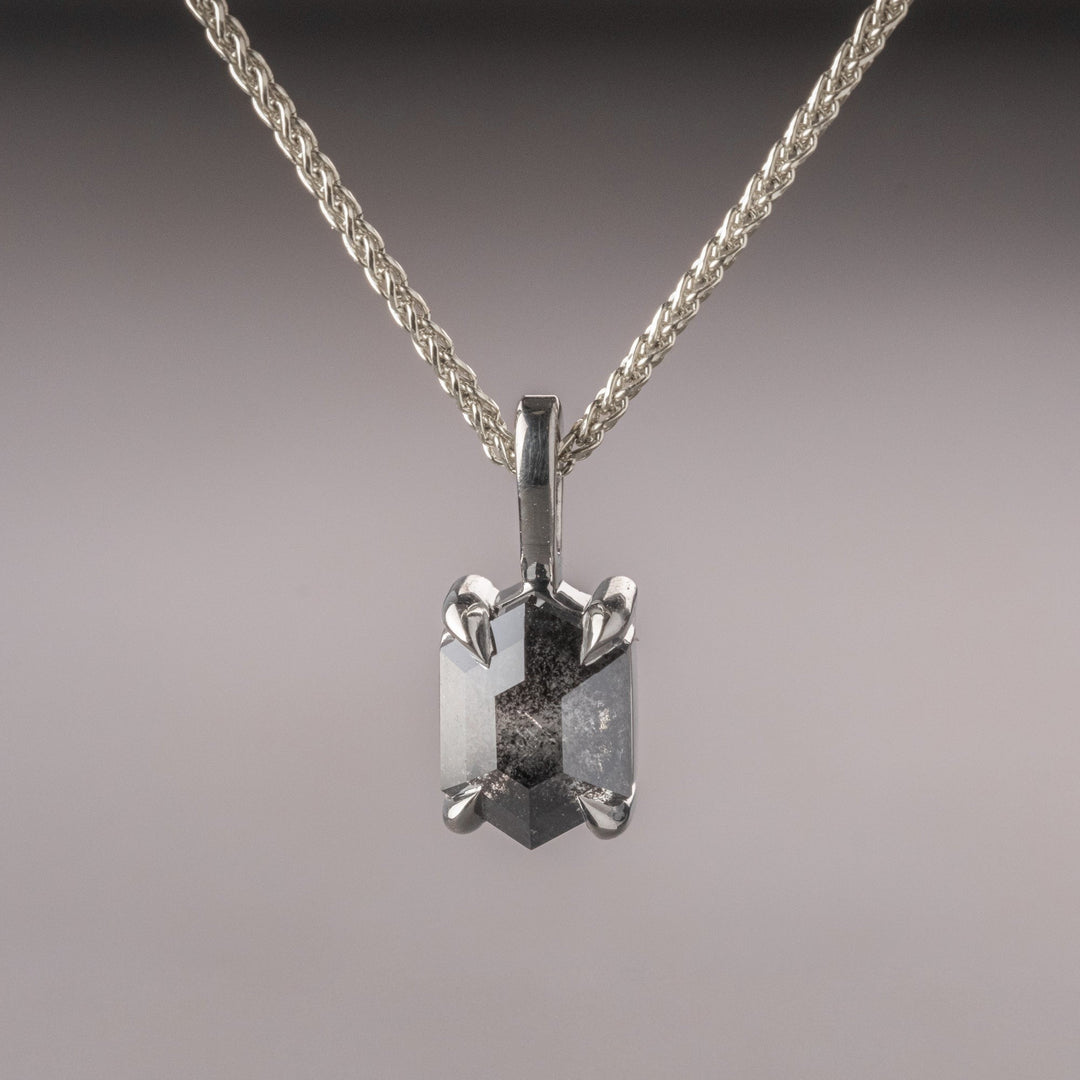 Natural Salt And Pepper 1.60 CT Hexagon Diamond Necklace